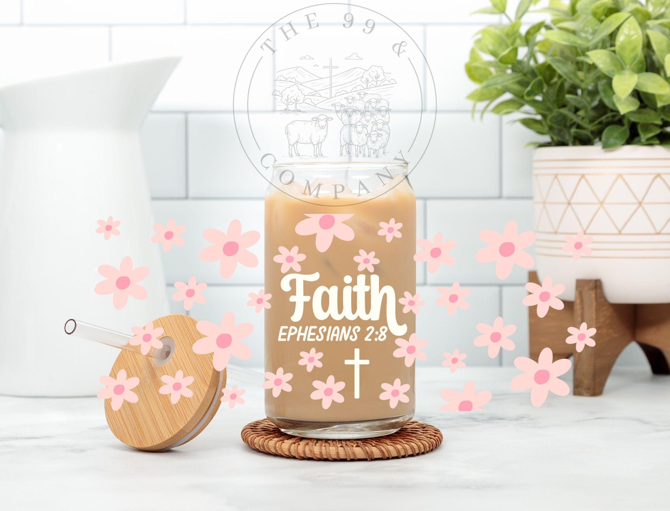 16 oz Libbey Glass Cup – Faith (Ephesians 2:8)