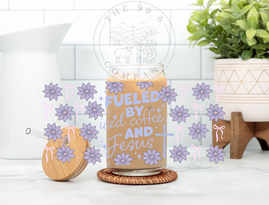 16 oz Libbey Glass Cup – Fueled by Iced Coffee and Jesus