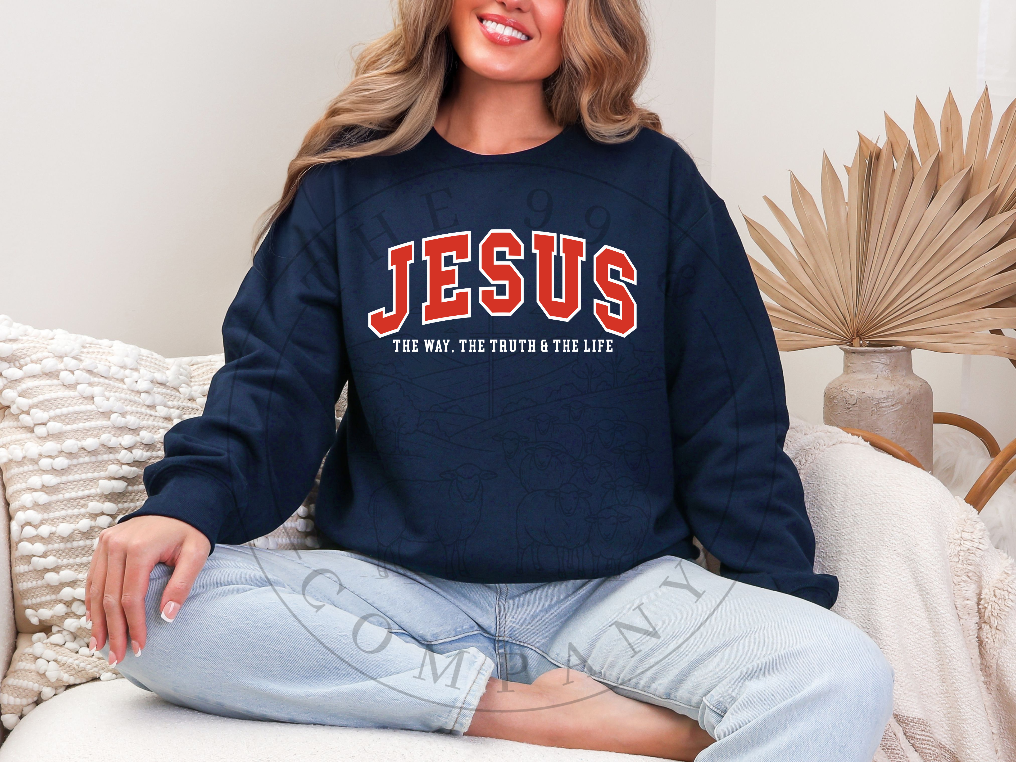 JESUS Sweatshirt The Way The Truth & The Life Retro 90’s Collegiate Style Crewneck