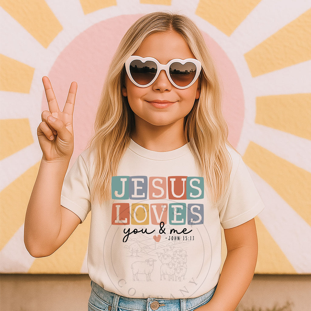 Jesus Loves You and Me Girls Tee