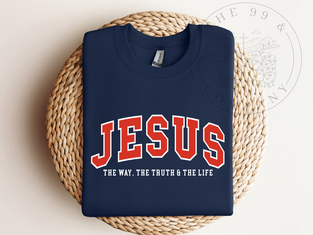 JESUS Sweatshirt The Way The Truth & The Life Retro 90’s Collegiate Style Crewneck