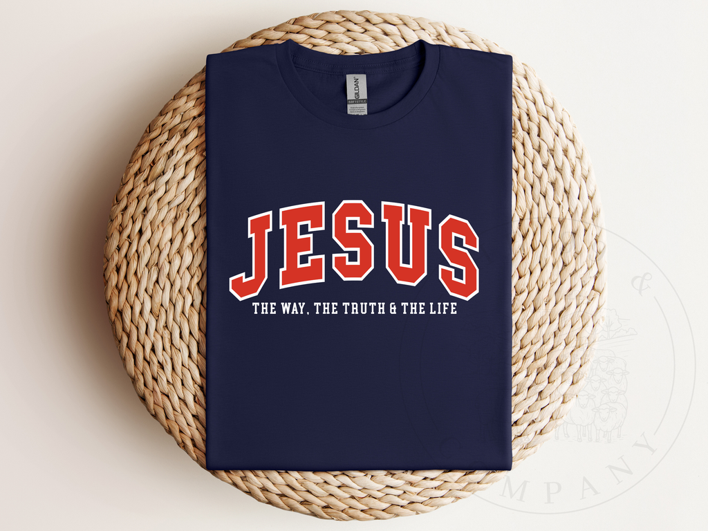 JESUS The Way The Truth & The Life Retro 90’s Collegiate Style Tee