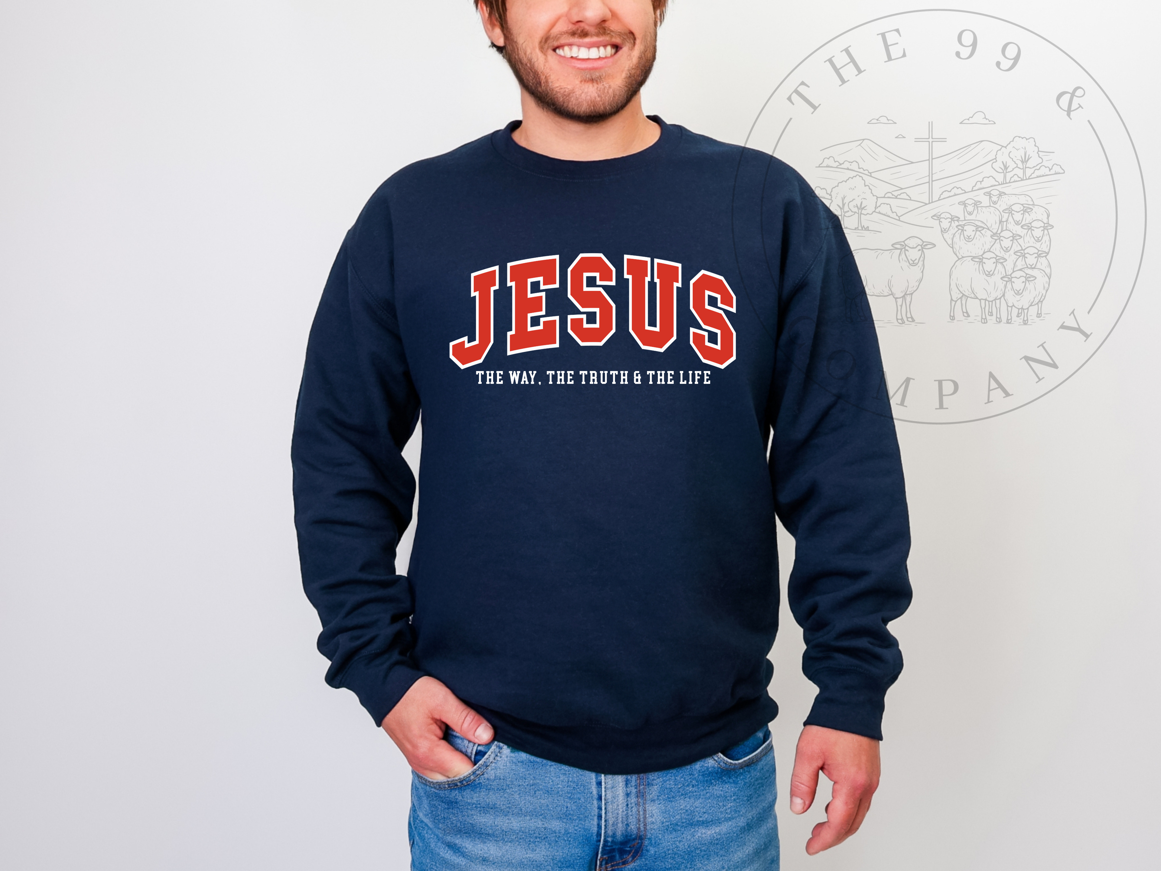 JESUS Sweatshirt The Way The Truth & The Life Retro 90’s Collegiate Style Crewneck