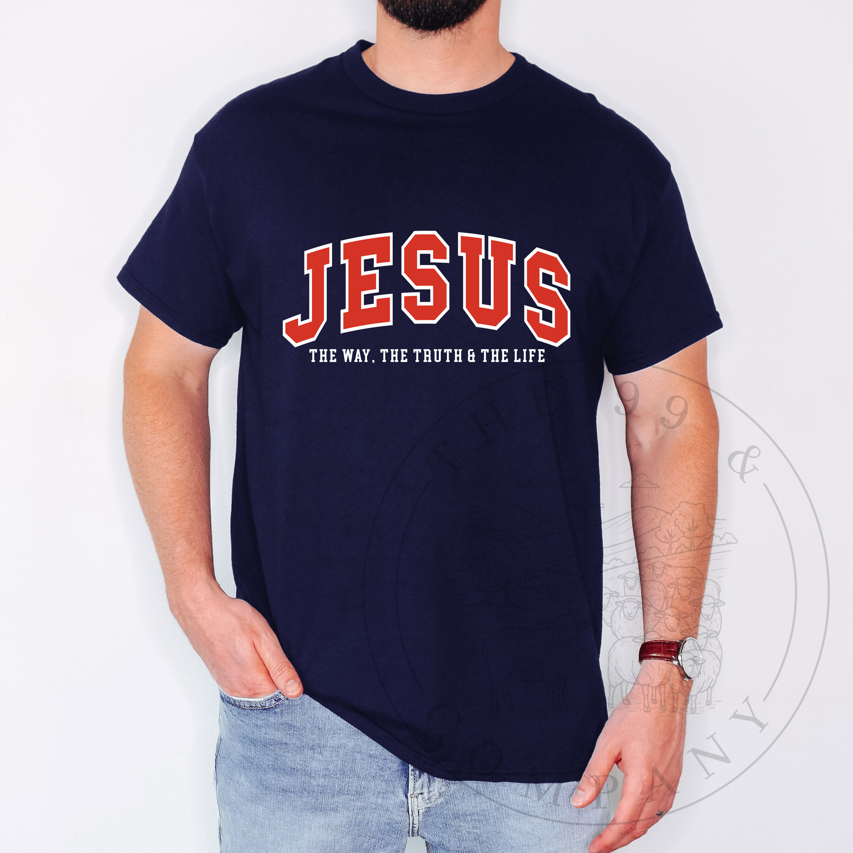 JESUS The Way The Truth & The Life Retro 90’s Collegiate Style Tee