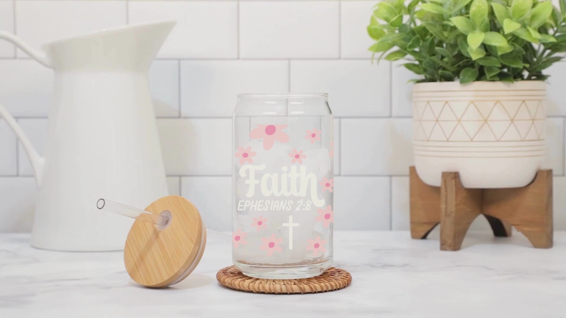 16 oz Libbey Glass Cup – Faith (Ephesians 2:8)
